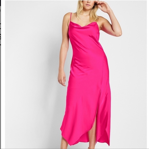 Express Dresses Nwt Express Conscious Edit Satin Cowl Neck